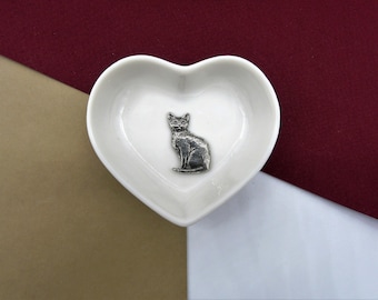 Cat Gift - Cat Trinket Dish - Jewellery Dish - Ring Dish - Cat Lover Gift - Short Haired Cat Birthday Gift - Gift for Her - Cat Memorial