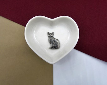 Cadeau chat - porte-objets chat - porte-bijoux - porte-bagues - cadeau pour amoureux des chats - cadeau d'anniversaire chat à poil court - cadeau pour elle - mémorial chat