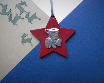 Sewing Christmas Decoration - Crafting Christmas Ornament - Needle and Thread Christmas Decoration - Unique Christmas Decor