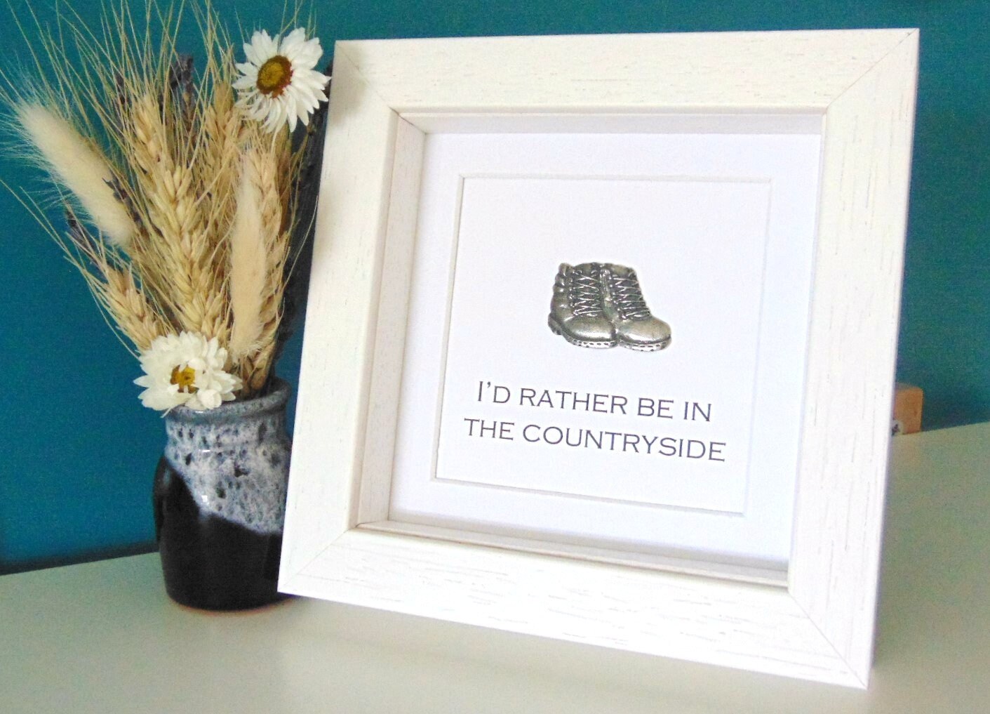 Gift for Walker - Walking Boots Motif and Quote - Hiker Framed Print - Walking Enthusiast - Walking Quote - Walking Decor