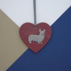 Corgi hangende houten hart - Corgi kerst ornament - corgi kerstboom decoratie - hond opknoping ornament - hond moeder cadeau
