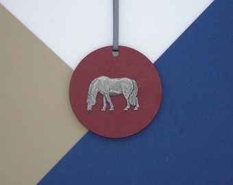 Horse Hanging Disk Decoration - Grazing Horse Ornament - Horse Christmas - Horse Lover Christmas Decoration - Horse Christmas Tree