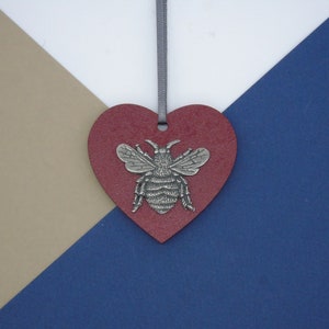 Bumblebee Wooden heart - Bumblebee Christmas Decoration- Bee Ornament - Bee Christmas Tree Decor - Bee Keeper Gift - Apiarist - Honey Farmer