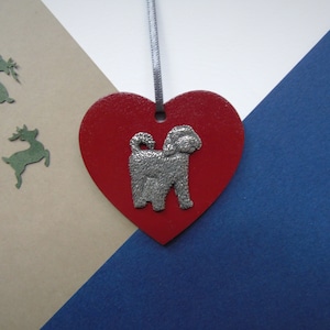 Décoration coeur en bois Cockapoo - Décoration d&#39;arbre de Noël Cockapoo - Boule de Noël Cockapoo - Cadeau déco Cockapoo - Cockapoo Love