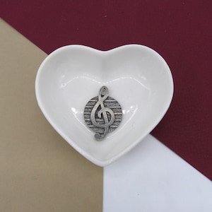 Presente de Clave de Sol - Prato de bugigangas de Clave de Sol - Prato de joias musicais - Prato de anéis - Presente para amantes da música - Clave de Sol - Presente para estudantes de música