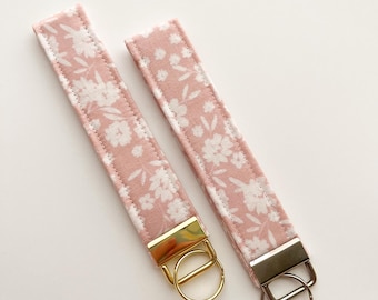 Floral Keychain Wristlet, Key Fob, Wristlet for Keys, Car Key Accessories, Lanyard, Gift Idea, Stocking Stuffer, New Car Aesthetic, Pink
