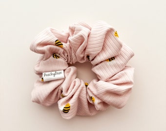 Handmade Bee Scrunchie | Pink Hair Tie