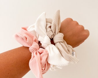 Bow Scrunchies | Neutral Scrunchies | Women’s Hair Accessories | Hair Elastics | Hair Ties