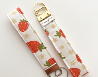 Strawberry Keychain Wristlet, Key Fob, Car Key Accessory