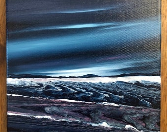 Original acrylic seascape painting created on stretched canvas