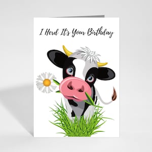 Tarjeta de cumpleaños de la vaca divertida para ella, Manada es su tarjeta de cumpleaños para la mujer amiga, Tarjeta de felicitación de la vaca, Tarjeta de felicitación de cumpleaños hecha a mano