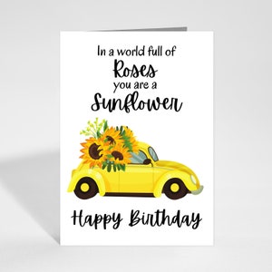 Sonnenblume Geburtstagskarte für sie, Sonnenblume Geburtstagsgeschenk für Tochter, Karte für Mama, Karte für Schwester, Karte für Freund, gelbe Geburtstagskarte