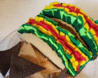 plush pretend play tacos, felt pretend play tacos, items for wreath, pretend play taco and chips, plush taco, felt taco, felt food item