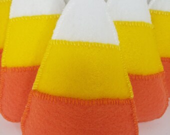 Plush Candy Corn Set of 7, Felt Wreath Embellishment (4"x3")
