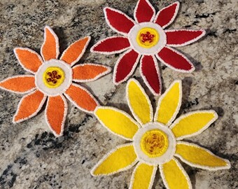 Wired Felt Flowers, Wreath Attachments, Bright Colors
