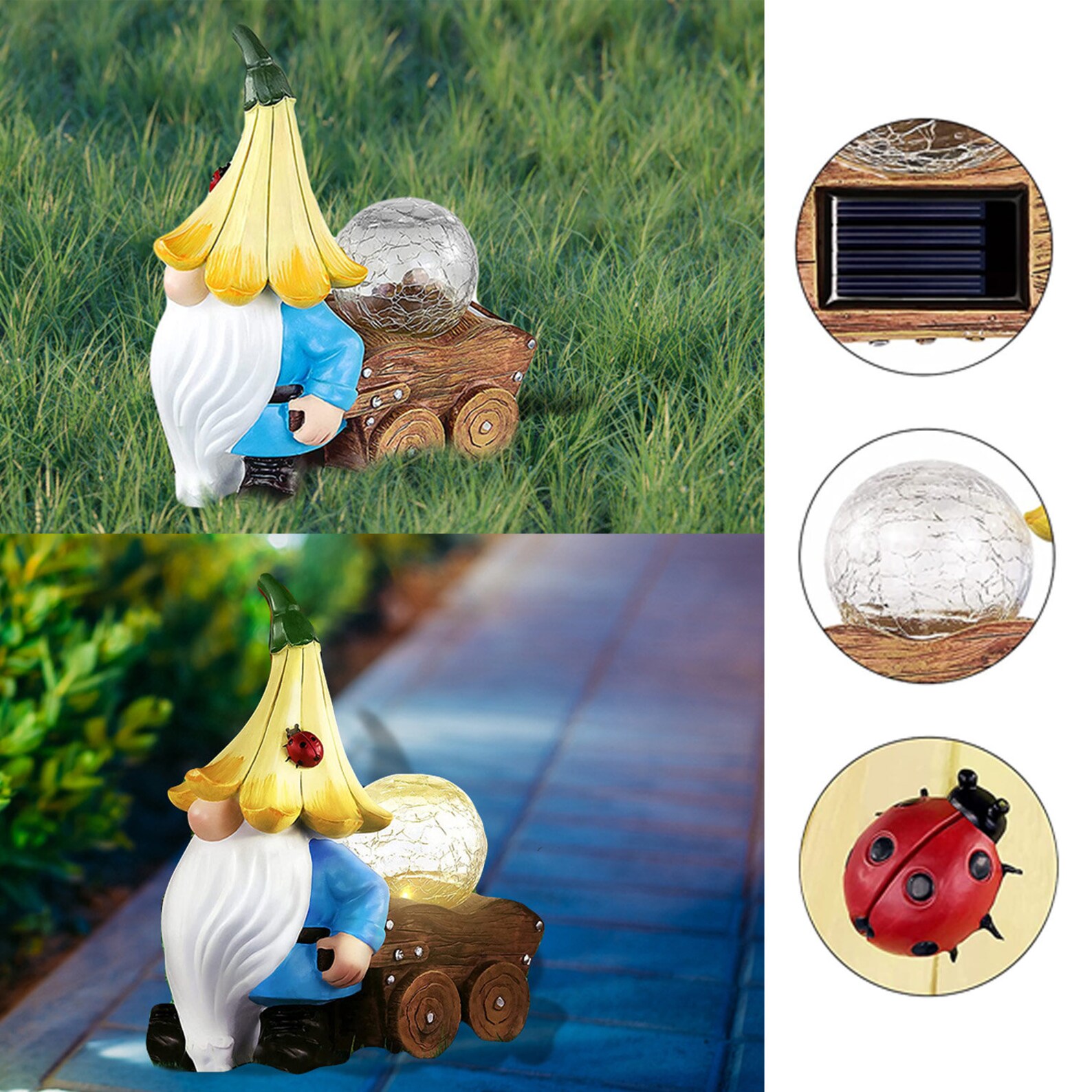 Grovind Garden Gnome Statue Solar Statues LED Lights Outdoor Etsy