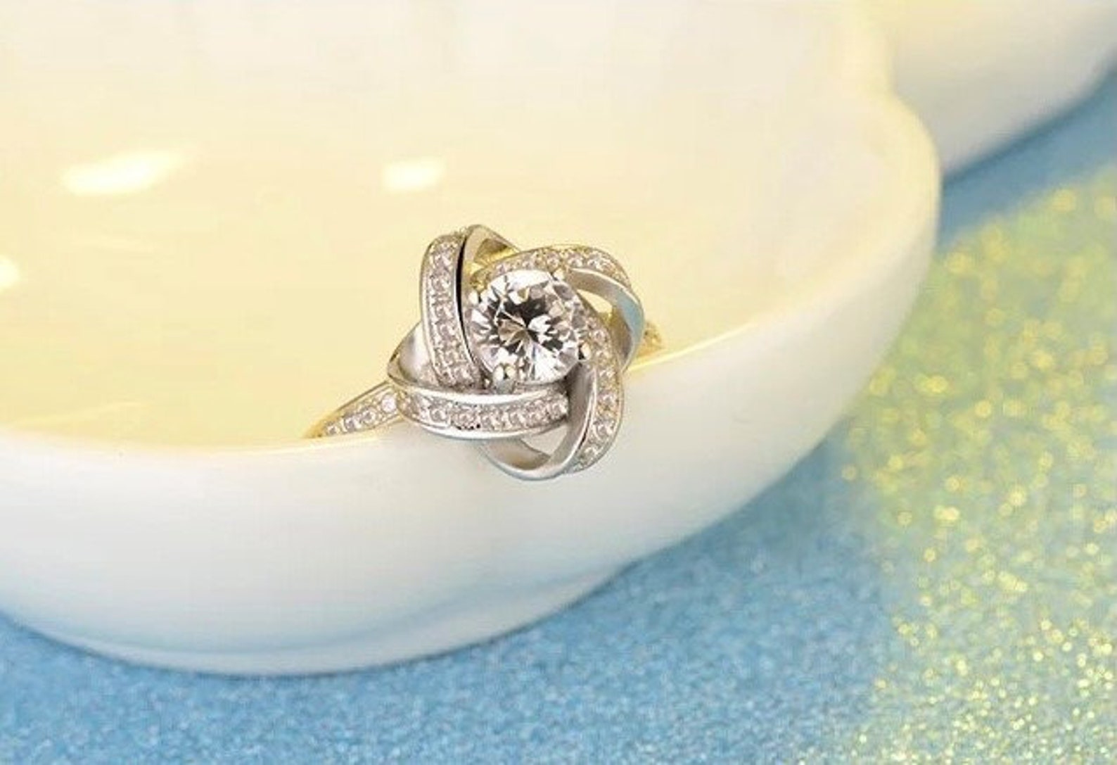 Eternal Knot Adjustable Ring AAA Cubic Zirconia set in 925 Etsy