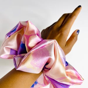 Luxurious Jumbo XL OVERSIZED Silk-like Multicolored Pink Purple Scrunchie