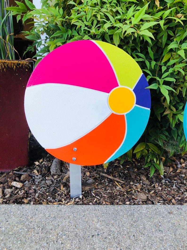 UNPAINTED Small Beachball Wood Yard Art Sign Etsy