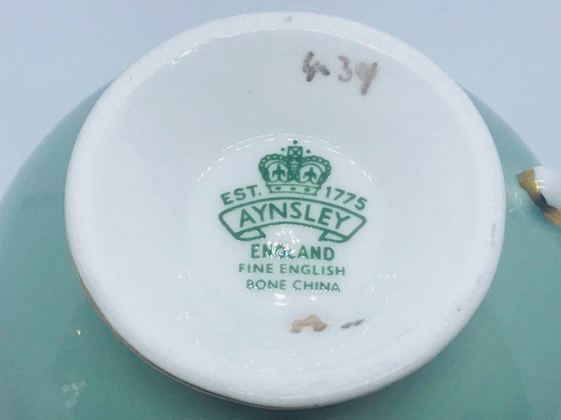 Aynsley Orchard Gold Sage Green Tea Set Signed by D. Jones Etsy