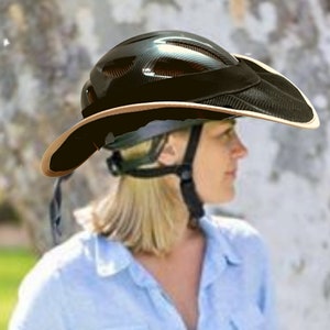 Horse Riding Standard Helmet Brim Sun Visor Shade Black with Biscuit Trim