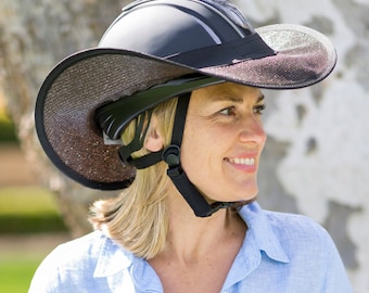 Horse Riding Helmet Brim | Equestrian Sun Protection | Helmet Sun Shade Visor | Australian Made | Fits Most Riding Helmets | Regular Black