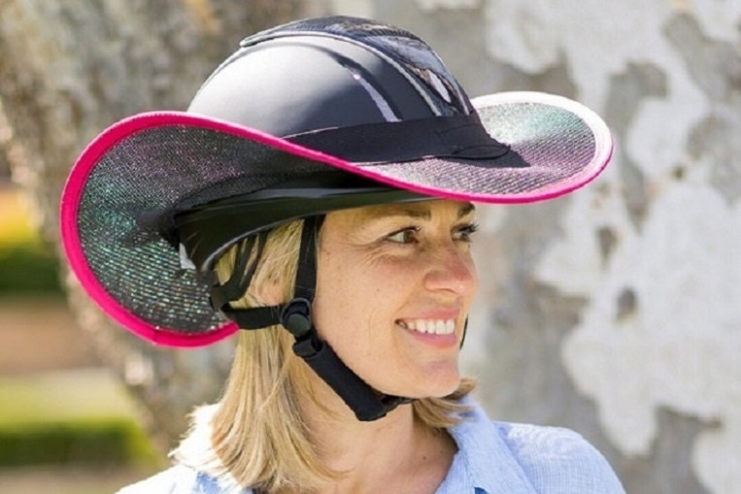 Horse Riding Large Helmet Brim Sun Visor Shade Black With Pink Trim - Etsy