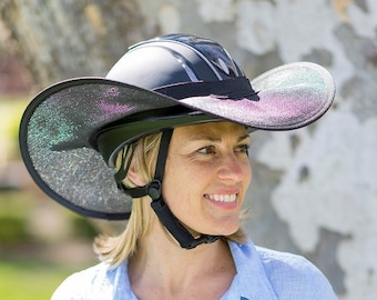 Aba larga para capacete de equitação | Proteção solar para equitação | Viseira protetora contra o sol para capacete | Fabricada na Austrália | Compatível com todos os capacetes de equitação | Totalmente preta