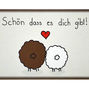 Schaf Postkarte "Schön Dass Es Dich Gibt" 100% Recycling Papier A6 Karte Schafe Liebe Schön Zuneigung Danke Mögen Wertschätzung