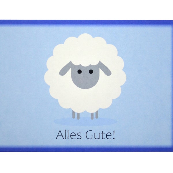 Schaf Postkarte "Alles Gute" 100% Recycling Papier A6 Geburt Glückwunsch Glückwunschkarte Blau Karte Gratulation Geburtstag Baby Unisex