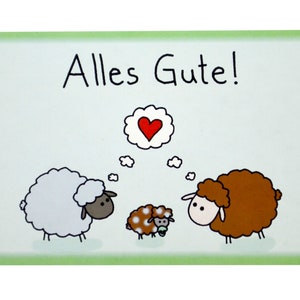 Schaf Postkarte "Hallo Kleines" 100% Recycling Papier A6 Karte Schafe Liebe Geburt Wilkommen Alles Gute Lamm Baby Geburt Unisexskarte