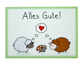 Sheep Postcard "Hello Little One" 100% Recycling Paper A6 Card Sheep Love Birth Welcome All Good Lamb Baby Birth Unisex Card