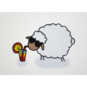 Sheep Postcard "Summer Cocktail" 100% Recycling Paper A6 Card Summer Cocktail Sheep Enjoy Sun Holiday Beach
