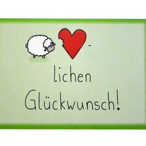 Schaf Postkarte "Herzlichen Glückwunsch" 100% Recycling Papier A6 Verfressen Witzig Geburtstag Geburtstagsgruß Geburtstagskarte Grün Karte