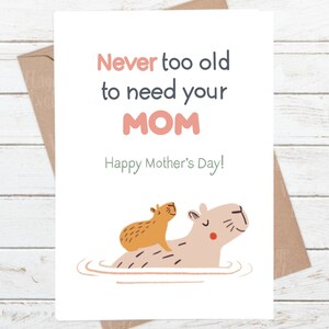 Capybara Mom and Kid Mother&#39;s Day Greeting Card Downloadable Print.