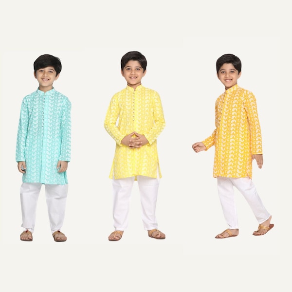 Boys Chikankari Kurta Sets/ Twinning set for Father Son Daughter / Lucknavi Kurta