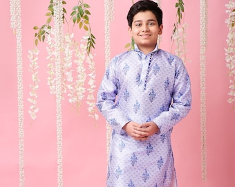 Boy's Lavender Embroidered Kurta Set/Boy's Kurta Set/Kids Kurta/Kids ethnic wear/Boys Festive wear/Teens Ethnic Wear/Teens Kurta