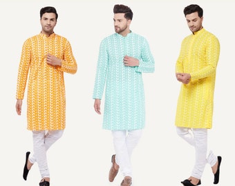 Men Chikankari Kurta Pajama / Indian Kurta Pajama/ Churidar / Men Traditional Kurta / Men Ethnic Wear / Lucknovi Chikan work