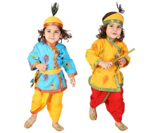 Krishna outfits for Janamashtami / Boy or Girl outfits for krishna Janamashtami / Little Kanha dress  / Krishna dress with accessories