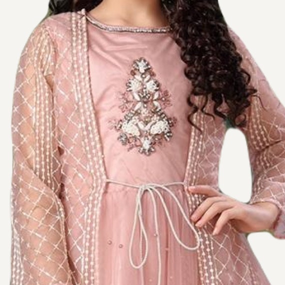 Buy JULEE Girls Net Embroidered Gown Dress (Peach_34) Online at Best Prices  in India - JioMart.