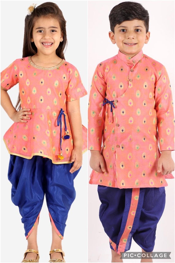 Ahhaaaa Kids Ethnic Cotton Jaipuri Print Frock Style Kurti with Frill  Sleeves and Dhoti Style Salwar for Baby Girls – ahhaaaa.com