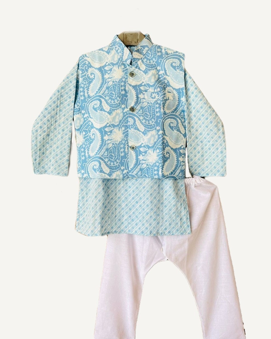 Boy's 3pc Kurta Set With Nehru Jacket/ Baby Ethnic Wear/ Boys Koti