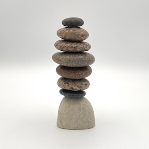 Symmetrical Stone Stack Sack w/Balancing Base: Re-Stackable Cairn Rustic Zen Puzzle