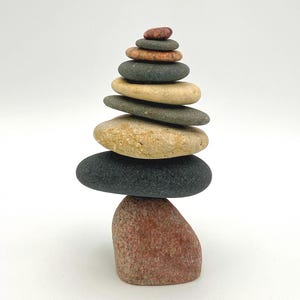 Stone Stack Sack w/Balancing Base: ReStackable Cairn for your Zen Den - Rustic Puzzle