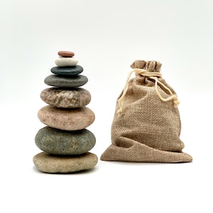 Stone Stack Sack: Re-Stackable Desktop Rustic Puzzle - Natural Cairn Balancing Zen