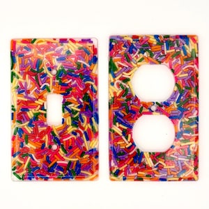 Real Ice Cream Sprinkles Light Switch & Outlet Covers: Fun Candy Decorated Wall Plates