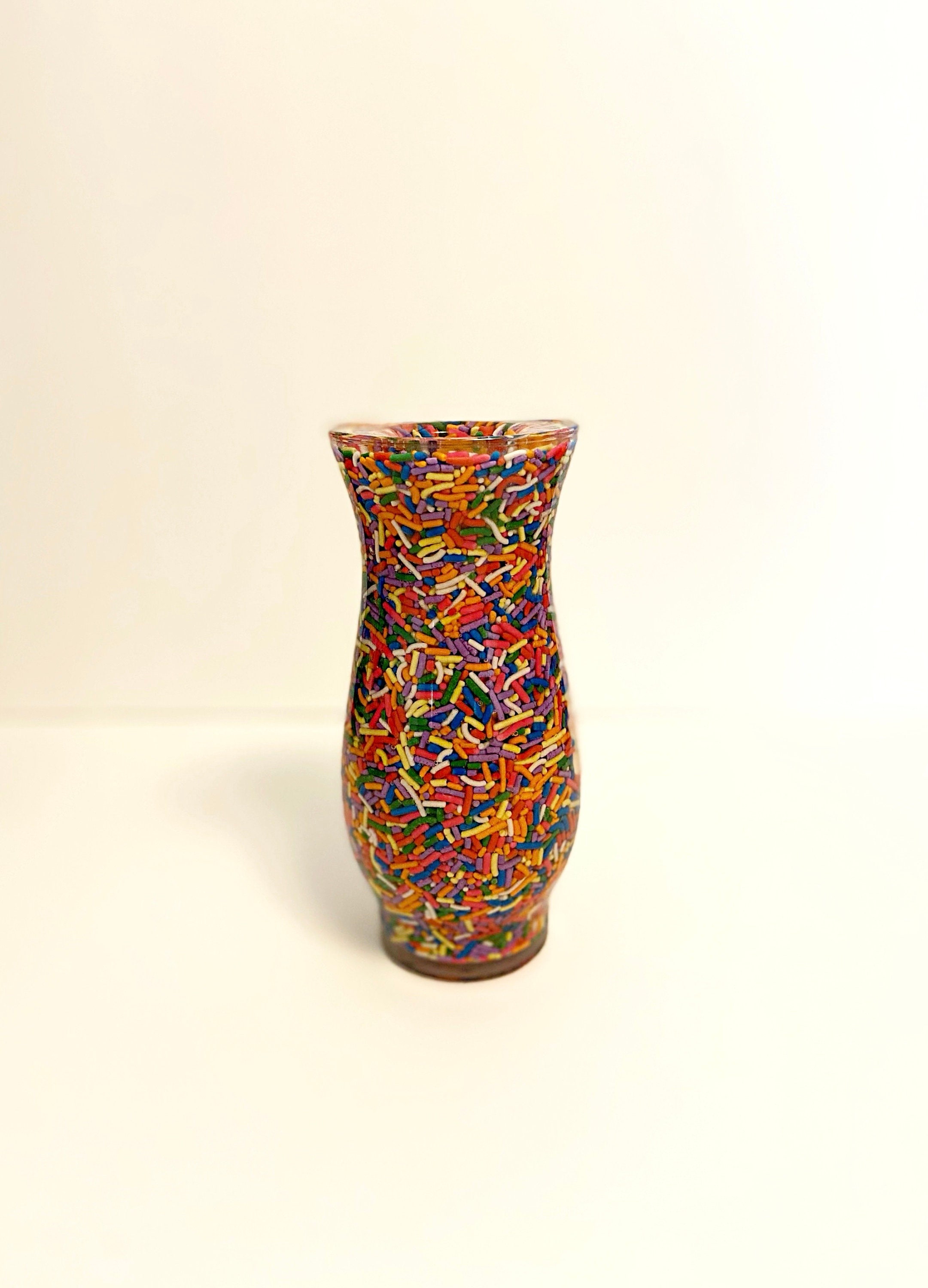 Hourglass Rainbow Sprinkles Vase Colorful Candy Flower Holder