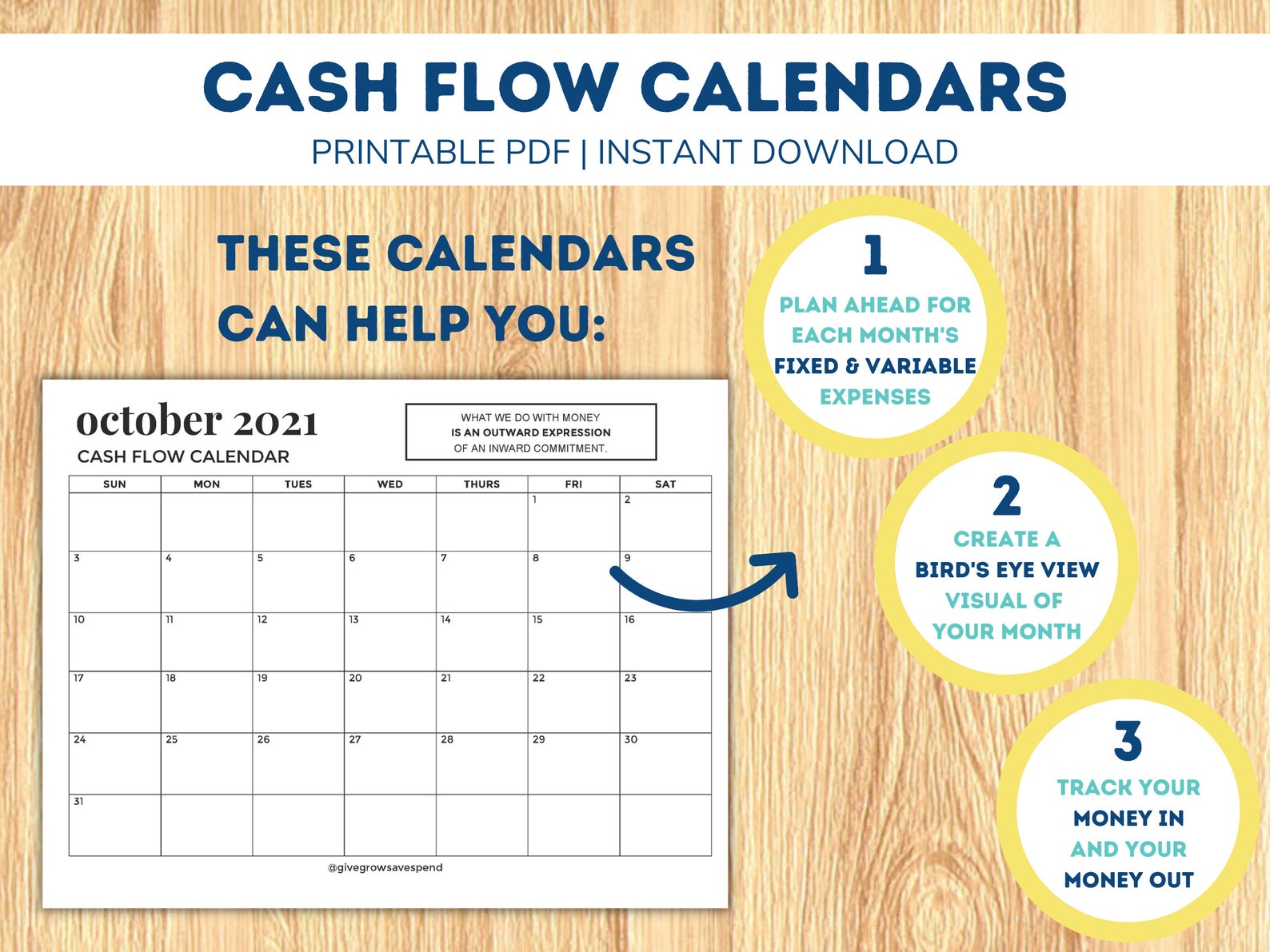 Cash Flow Calendars 2021 Printable Monthly Bill Tracker - Etsy