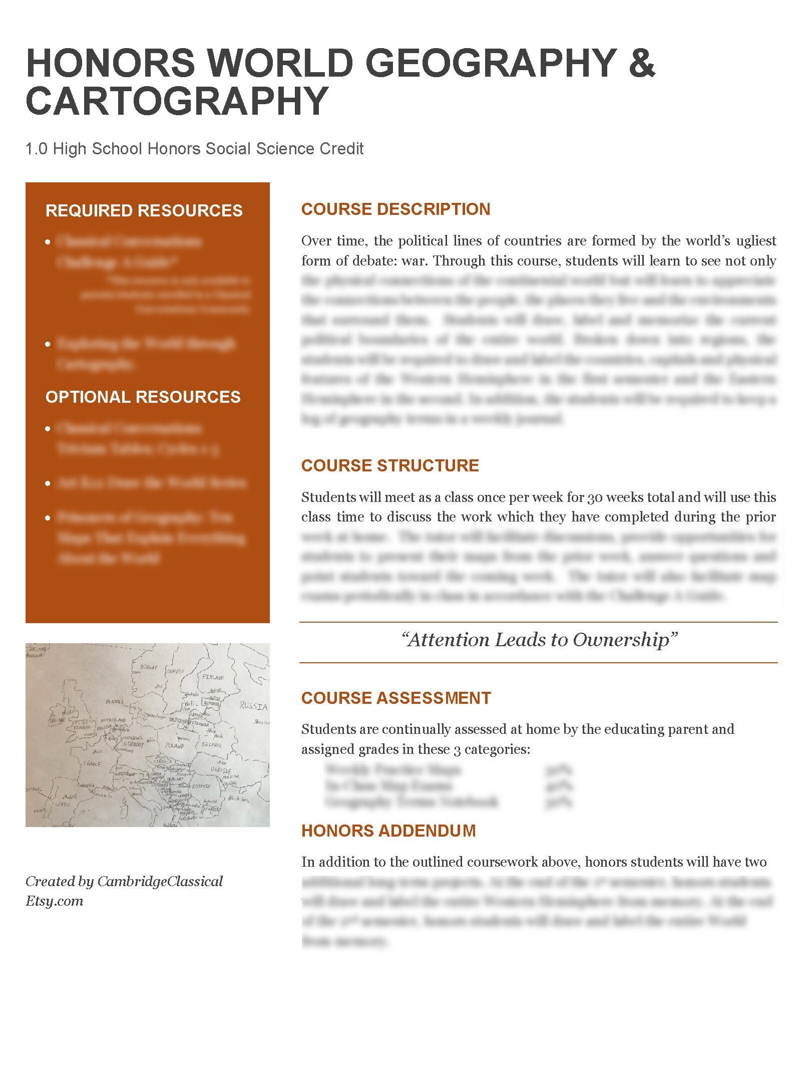 Challenge A World Geography & Cartography High School Honors Syllabus ...