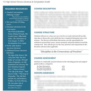 Challenge I Credit Summary & Course Syllabi